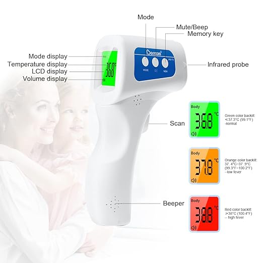 Berrcom Digital Non Contact Infrared Forehead Thermometer Contactless Thermometer 3 in 1 for Kids Infant Adult Fever Check Thermometer Temperature Gun for Baby
