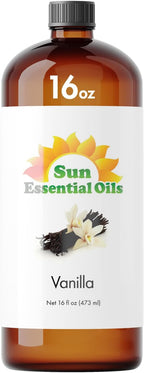 Sun Essential Oils - Vanilla Essential Oil 16 oz for Diffuser, Skin, Hair, Humidifier & Aromatherapy Massage, Scent for Candle, Lotion & Soap Making & Room Freshener