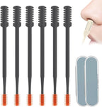 Nasal Hair Cutter, 2025 Upgraded 2 in 1 Nasal Hair Trimmer for Women Men, Manual 360° Rotating Nose Hair Remover Tool with Ear Digger Travel Essentials (Gray, 6 Pcs)