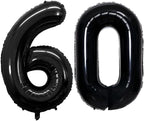 GOER Number 60 Balloons for 60th Birthday Party Decorations,42 Inch Jumbo Foil Helium Balloons for 60th Anniversary (Black)