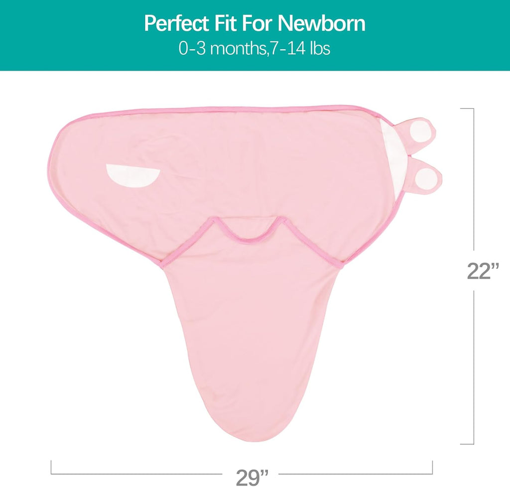 Biloban Baby Swaddles 0-3 Months for Girls, Cotton Swaddle Blanket, Newborn Essentials, Pink & White, 2 Pack