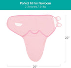 Biloban Baby Swaddles 0-3 Months for Girls, Cotton Swaddle Blanket, Newborn Essentials, Pink & White, 2 Pack