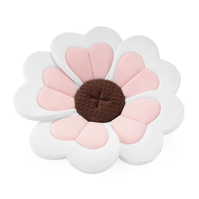 PandaEar Baby Bath Pad for Infant Newborn, Bath Baby Bath Seat to Toddler 0 to 6 Months and Up Soft Flower Petals for Sink Bathtub Essentials Shower Gift (Pink Heart)