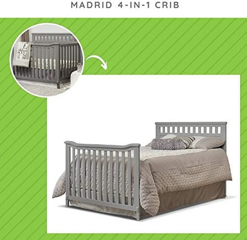 Full-Size Conversion Kit Bed Rails for Sorelle Convertible Cribs - Solid Wood Rail - Toddler and Adult Bed Rail for Full-Size Beds - Essential Nursery & Baby Furniture (Model #221, Gray)