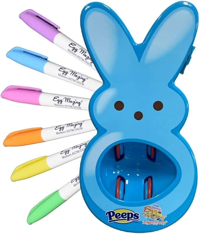 The Eggmazing Egg Decorator - Peeps Bunny - Arts and Craft Set Includes 6 Colorful Quick Drying, Non-Toxic Markers - Blue - Packaging May Vary