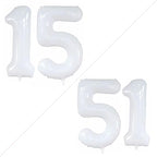 GOER Number 15 Balloons for 15th Birthday Sweet 15 Party Decorations,42 Inch Jumbo Foil Helium 51 Balloons for 51st Birthday Party Decoration (White)