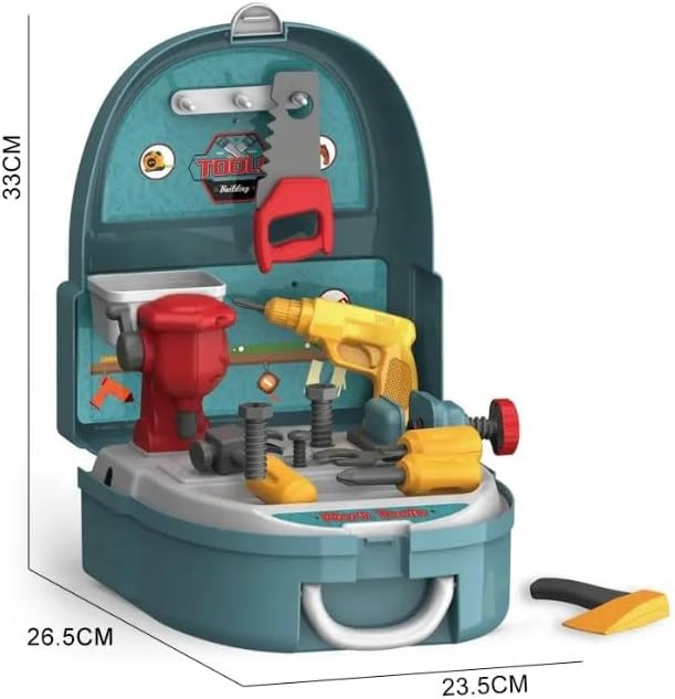 Kids Pretend Play Tool Box Set – Construction Role Play Backpack Toy for Boys & Girls, Little Handyman DIY Tools Playset for Children, Parent-Child Interactive Play (Tools Box)