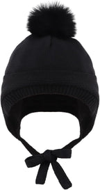 Basic Winter Baby Beanie Gloves Boys Girls Knitted Hat Pompom Kids Earflap Hats Warm Infant Toddler Beanie Mittens Set