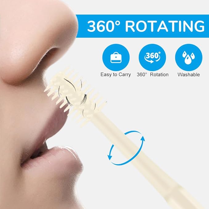 2-in-1 Nasal Hair Cutter, 360° Rotating Double Sided Nose Hair Removal Tool, Nose Hair Clipper with Ear Picker for Women and Men (Beige, 6 PCS)