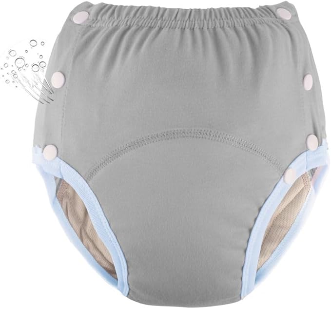 WEEOATAR Unisex Reusable Adult Cloth Diaper, Washable Swim Nappies, Adjustable Incontinence Cloth Diaper with Snaps, Underwear for Elderly Disability, Postpartum (Grey, XXL)