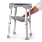 Medline Durable Aluminum Frame, Round Swivel Shower Stool, Gray, Supports up to 300lbs.
