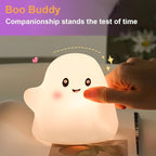 Ghost Night Light for Kids, Silicone Nursery Nightlight with 13 Interactive Sound Effects ,Halloween Decor Lamp Adjustable Dimmable Lamp with Touch Sensor Children's Christmas Gifts (white ghost)