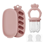 Baby Food Fruit Feeder, Breastmilk Baby Popsicle Molds, Silicone Teether Freezer Tray Food Feeder Pacifier for Teething Relief (Pink)