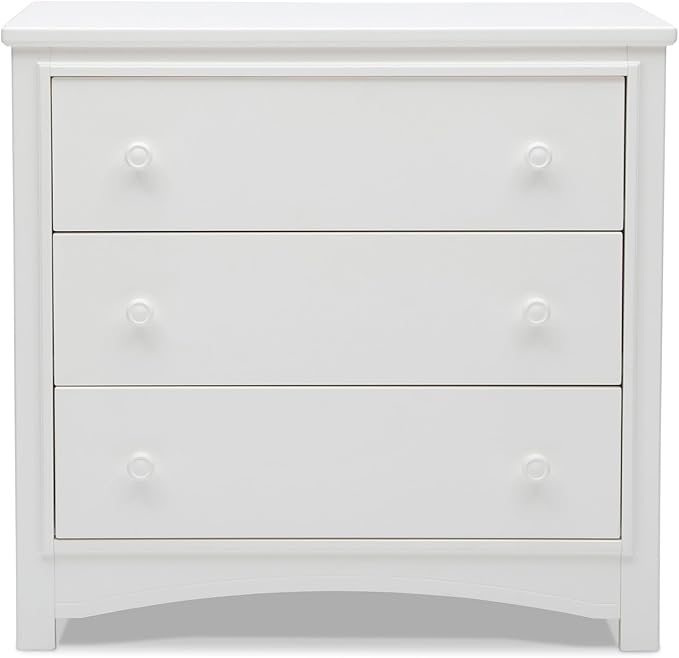 Delta Children Perry 3 Drawer Dresser with Changing Top and Interlocking Drawers, Bianca White