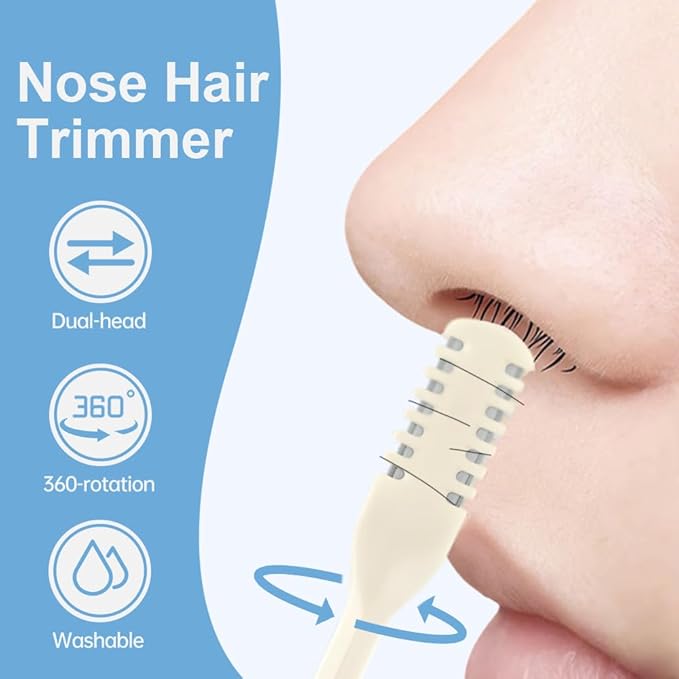 2-in-1 Nose Hair Trimmer for Daily Use,2026 Manual 360° Rotating Nostril Hair Removal Tool Double Sided Blade Travel Size,Nasal Hair Cutter for Women Men (Dark Green, 6 Pcs)