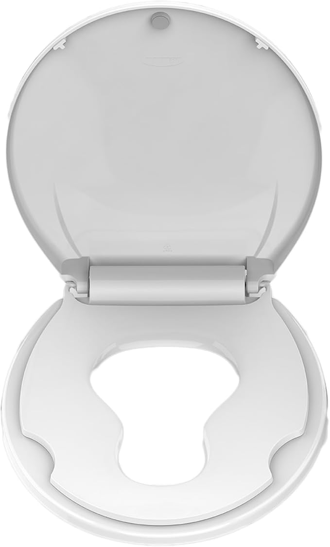 Potty Training Seat Built-In Toilet Seat, Round Toilet Seat 17 Inch with Baby Seat, 2 In 1 Soft Close Quiet No Slapping, Magnetic Absorption, Easy Installation for Bottom Fixing Toilet