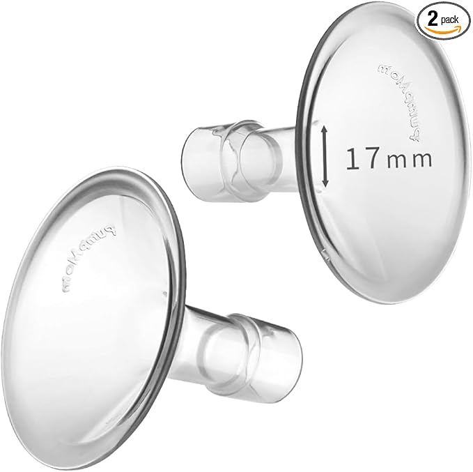 PumpMom-us 17mm Shields Compatible with Medela Breast Pump Parts, Replace Flange Accessories for PersonalFit, Freestyle, Harmony, Maxi, Flex Connector, PersonalFit Flex Breast Shield, 2pcs (17mm)