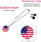 Pop It Fidget Necklace, Mini Fidget Toy Keychain, Simple Dimple Popper, Anxiety Relief Toys, Small Push Pop Bubble Sensory, Sensory Necklace Toys for Boys and Girls (American Flags)