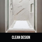 GORILLA GRIP Patented Square Shower Stall Mat, Small Bathtub Floor Mats for Stand Up Showers, Suction Cups and Drainage Holes, Machine Wash, Soft on Feet, Bathroom Accessories 21x21 Inch, 2 Pack White