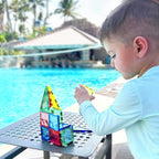 CreateOn Crayola Mini Magnetic PIP-Tiles, Building Set for Kids, Magnetic Building Toys for Kids, STEM Travel Toys for Boys and Girls Ages 3+, 42-Piece Set (Bold)