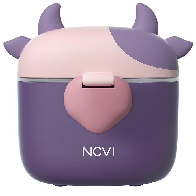 NCVI Baby Formula Dispenser On The Go, Formula Container To Go, Formula Holder for Travel, Outdoor Picnic with Baby Infant, Portable Container for Milk Powder, Snacks, Candy, Fruits (Purple)