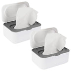 2 Pack Baby Wipes Dispenser, Wipes Case Baby Wipe Holder Keeps Wipes Fresh, Non-Slip, Easy Open & Close (2 Pack Gray)