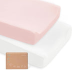 PurComfy Supersoft Diaper Changing Pad Covers, 2-Pack Premium Bamboo Viscose Change Table Pad Covers for Baby Girls and Boys, Hypoallergenic Stretchy Changing Table Cover Sheets