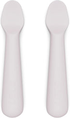 Lalo 2-Piece Baby Spoons Set - Lavender Silicone, Dishwasher Safe, Ages 4 Months+