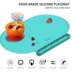 Silicone Placemat for Baby, Silicone Baby Toddlers Non-Slip Tablemats Stain Resistant Anti-Skid Reusable Dishwasher Safe Table Mats, Portable Food Mat Travel (Blue/Baby Blue)