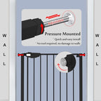 DEARBB Triple Lock Baby Gate for Stairs Doorways and House 31" to 86" Extra Wide Pressure Mounted Easy Walk Through Auto Close Safety Pet Gate Black 49.21-67.32"