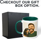 Personalized Coffee Mug, Custom Drawing Portrait Gift, Funny Customized Coffee Gift for Men & Women, Custom Mugs with Pictures, Green 11oz Father's Day Mug