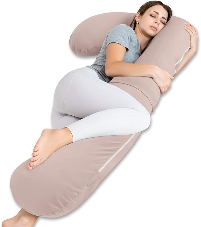 INSEN Pregnancy Pillow for Sleeping,Maternity Body Pillow for Pregnancy Women,Pregnancy Support Pillow for Back, Hip Pain, Apricot