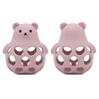 Baby Bear Teething & Stacking Toy Set - Teething Toys Silicone Teethers, Soft Baby Stacker Rings Teether, Learning Toy Gift for Boys and Girls 6+ Months (Pink)