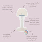 PLAYSMOL Basketball Hoop for Toddlers & Kids, Rainbow Backboard with Blue Rim, Indoor Outdoor Mini Basketball Hoop, Adjustable Height, Colorblock Plush Ball Included, Ages 18m+