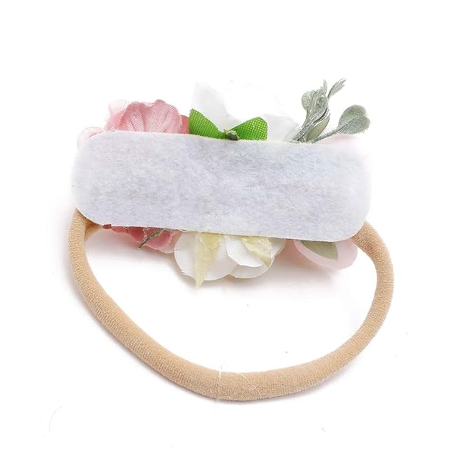Baby Girl Nylon Headbands Flower Hair Bows Accessories-Elastic Hair Band Crown Handmade FLoral Wraps Birthday Gifts for Girls Newborn Infant Toddler 3Pcs