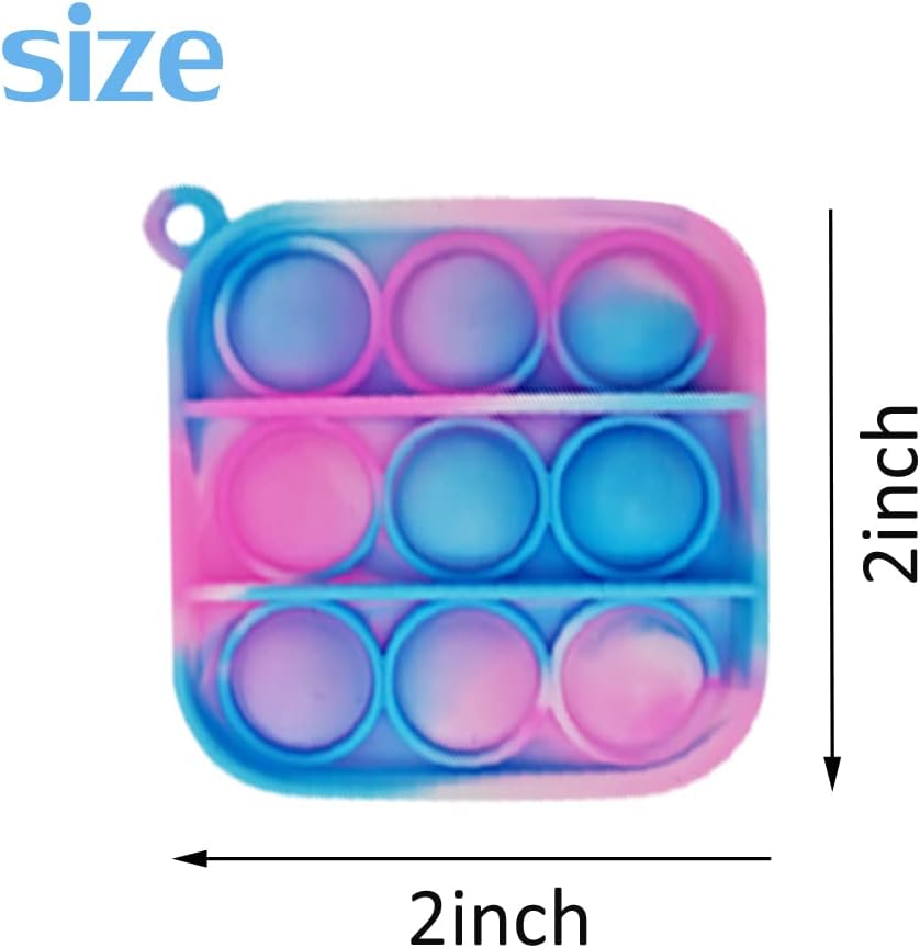 120 Pcs Tie Dye Squeeze Pop Bubble Simple Fidget Sensory Toys, Keychain Wrap Small Pop Bulk Classroom Prizes Relieve Anxiety Stress Toy for Kids Adult