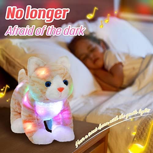 Glow Guards 14'' Light up Musical Kitty Stuffed Animal Soft Realistic Cat Plush Toy with LED Night Lights Lullabies Singing Glow Birthday Children's Day for Toddler Kids