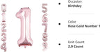 GOER Rose Gold Foil Balloons Number 1,Huge Number Balloons for 1st 11st Birthday Party Supplies Anniversary Decorations(3 pcs,42 inch,32 inc,16inch)