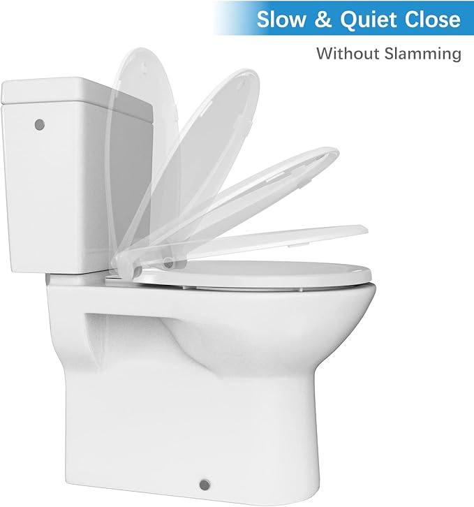 Toilet Seat with Toddler Seat, Round Toilet Seat for Kids and Adults, PP Child Training Toilet Lid, White, Slow Close, Easy Clean, Toddler Toilet Seat for Kids Potty Training