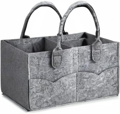 PandaEar Baby Diaper Caddy Organizer, Portable Travel Diaper Organizer, Nursery Caddy Basket with Divided Design