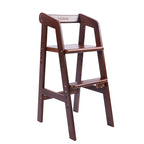 Yoleo Wooden High Chair for Toddlers to Teens, Adjustable Dining Feeding Chair with Steps Grows with Child, Max 60kg (Nut-Brown)