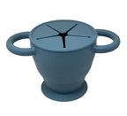 BraveJusticeKidsCo | Snack Attack II Snack Cup | Collapsible Silicone Snack Container | Toddler and Baby Snack Catcher Lid (Blue Steel)