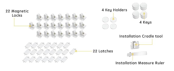 Vmaisi Magnet Cabinet Locks for Babies (22 Locks and 4 Keys)