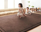 Loartee Coral Velvet Crawling Rugs Area Rugs Play Mat (6'8"x9'8", Coffee) for Toddler Children Yoga Exercise Pads Carpet