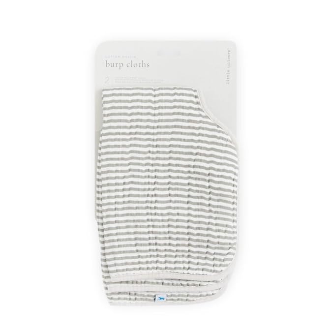 Little Unicorn Ultra-Absorbent Premium Burp Cloth 2 Pack | Soft on Baby's Skin | Larger Size | Ergonomic Design | Set of 2 (Grey Stripe)