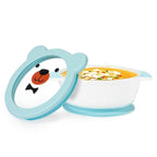 MR. CHOU Ceramic Baby Bowls with Suction Base, Infant Led Weaning Supplies with BPA Free Airtight Lid & Handles for Babies Self-feeding, 100% Food Grade Kid Bowls, Microwave & Dishwasher Safe, Blue