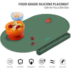 Silicone Placemat for Baby, Silicone Baby Toddlers Non-Slip Tablemats Stain Resistant Anti-Skid Reusable Dishwasher Safe Table Mats, Portable Food Mat Travel (Oxford Green/Lake Blue)