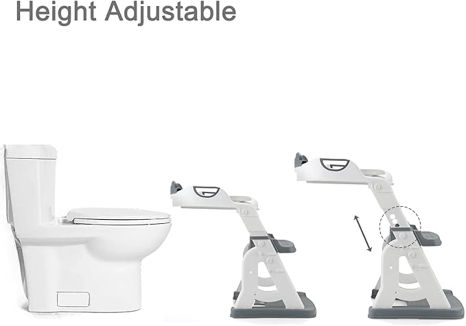 PandaEar Potty Training Seat with Step Stool Ladder, Toddler Toilet Seat for Kids Boys Girls, Comfortable Safe Potty Seat with Anti-Slip Pads Ladder & Bear Design -Grey