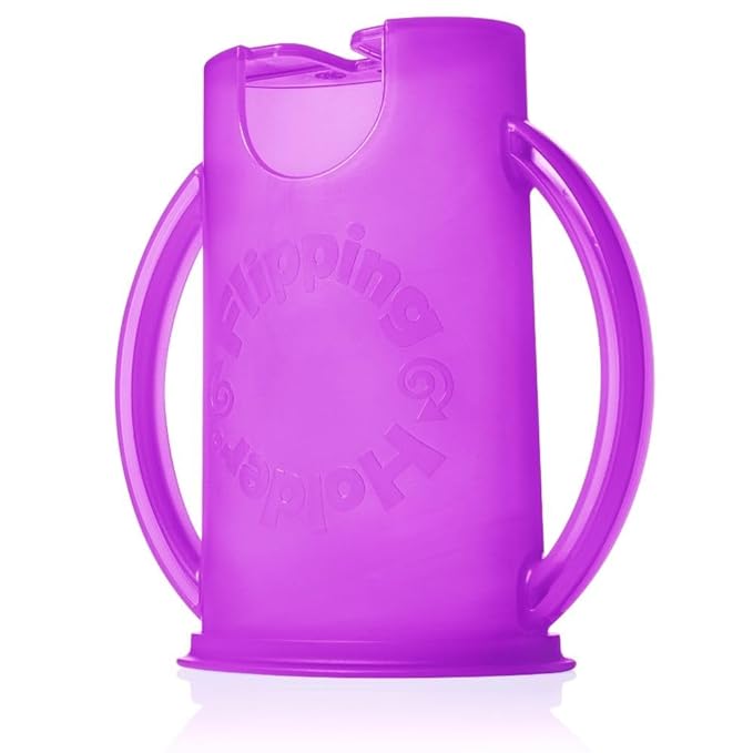 Flipping Holder Squeeze Proof Food Pouch Holder for Toddlers, Babies, Kids, Mess Free No Squeeze Juice Box Drink and Applesauce Snack Holder with Easy Grip Handles and Lid