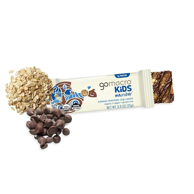 GoMacro Kids MacroBar Organic Vegan Snack Bars - Oatmeal Chocolate Chip Cookie (0.90 Ounce Bars, 7 Count)